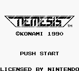 Nemesis title screen for GameBoy